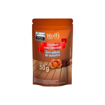 CARAMELO COM CHOCOLATE WOLFS ZERO ACUCAR 50G