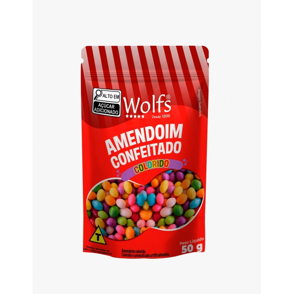 AMENDOIM CONFEITADO E COLORIDO 60G PAUCH