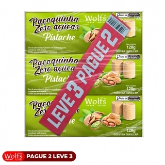 KIT PROMOCIONAL PAGUE 2 LEVE 3 DE PACOCA DE PISTACHE ZERO ACUCAR WOLFS