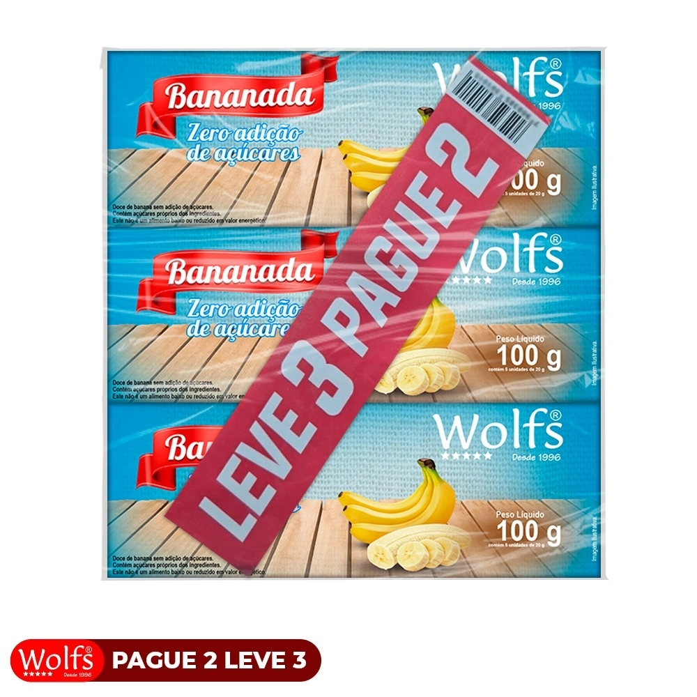 KIT PROMOCIONAL PAGUE 2 LEVE 3 DE BANANADA ZERO ACUCAR WOLFS