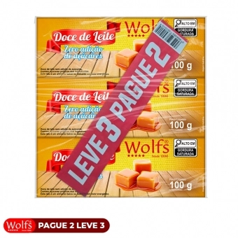 KIT PROMOCIONAL PAGUE 2 LEVE 3 DE DOCE DE LEITE ZERO ACUCAR WOLFS