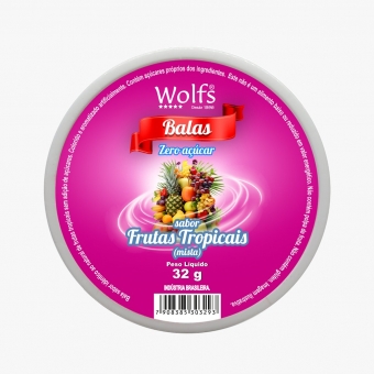 BALA WOLFS ZERO AÇUCAR SB FRUTAS TROPICAIS (MISTA) 32G