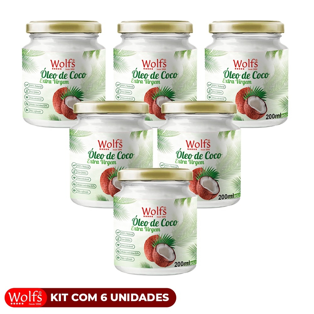 KIT COM 6 UNIDADES DE OLEO DE COCO DE 200ML