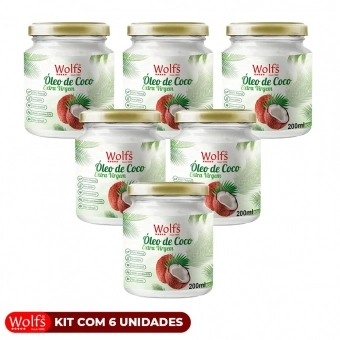 KIT COM 6 UNIDADES DE OLEO DE COCO DE 200ML
