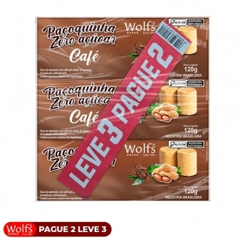 KIT PROMOCIONAL PAGUE 2 LEVE 3 DE PACOCA DE CAFE ZERO ACUCAR WOLFS