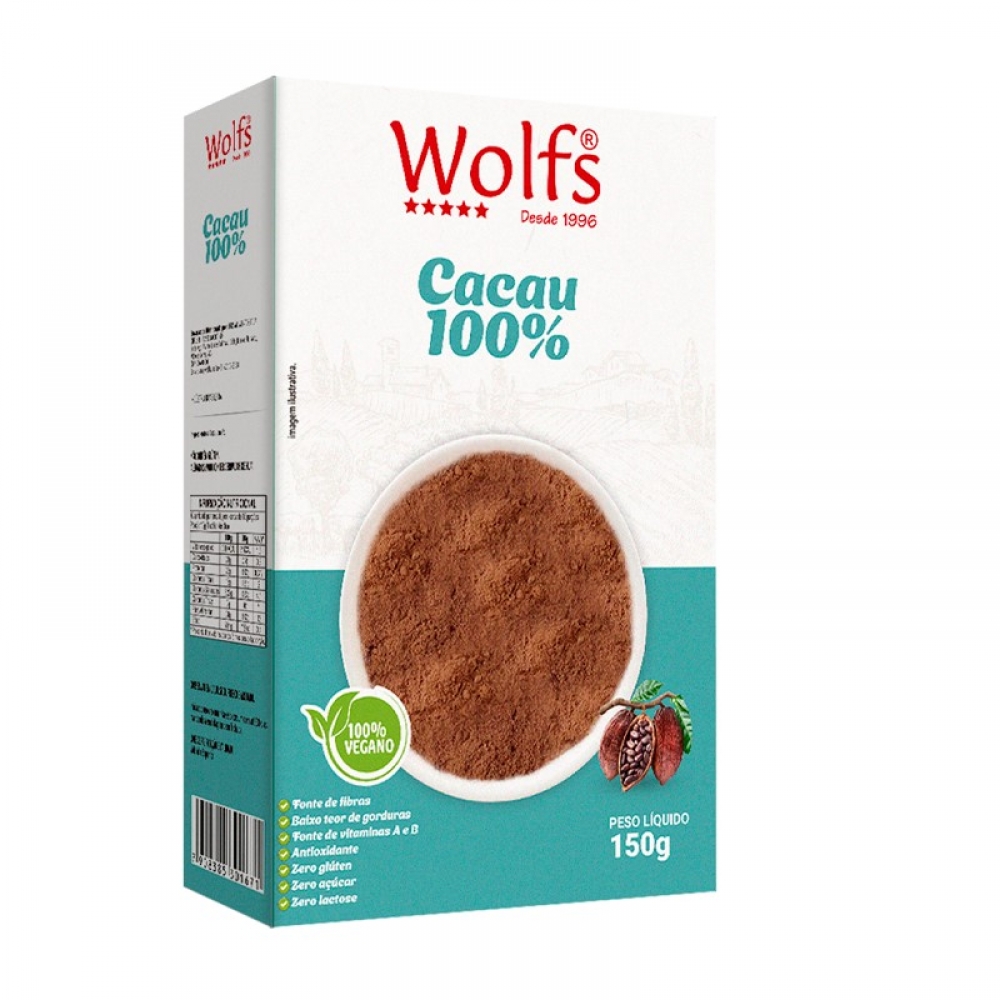 CACAU 100% EM PÓ WOLFS 150G