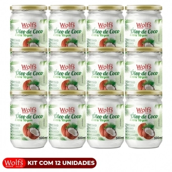 KIT COM 12 UNIDADES DE OLEO DE COCO EXTRA VIRGEM DE 500ML