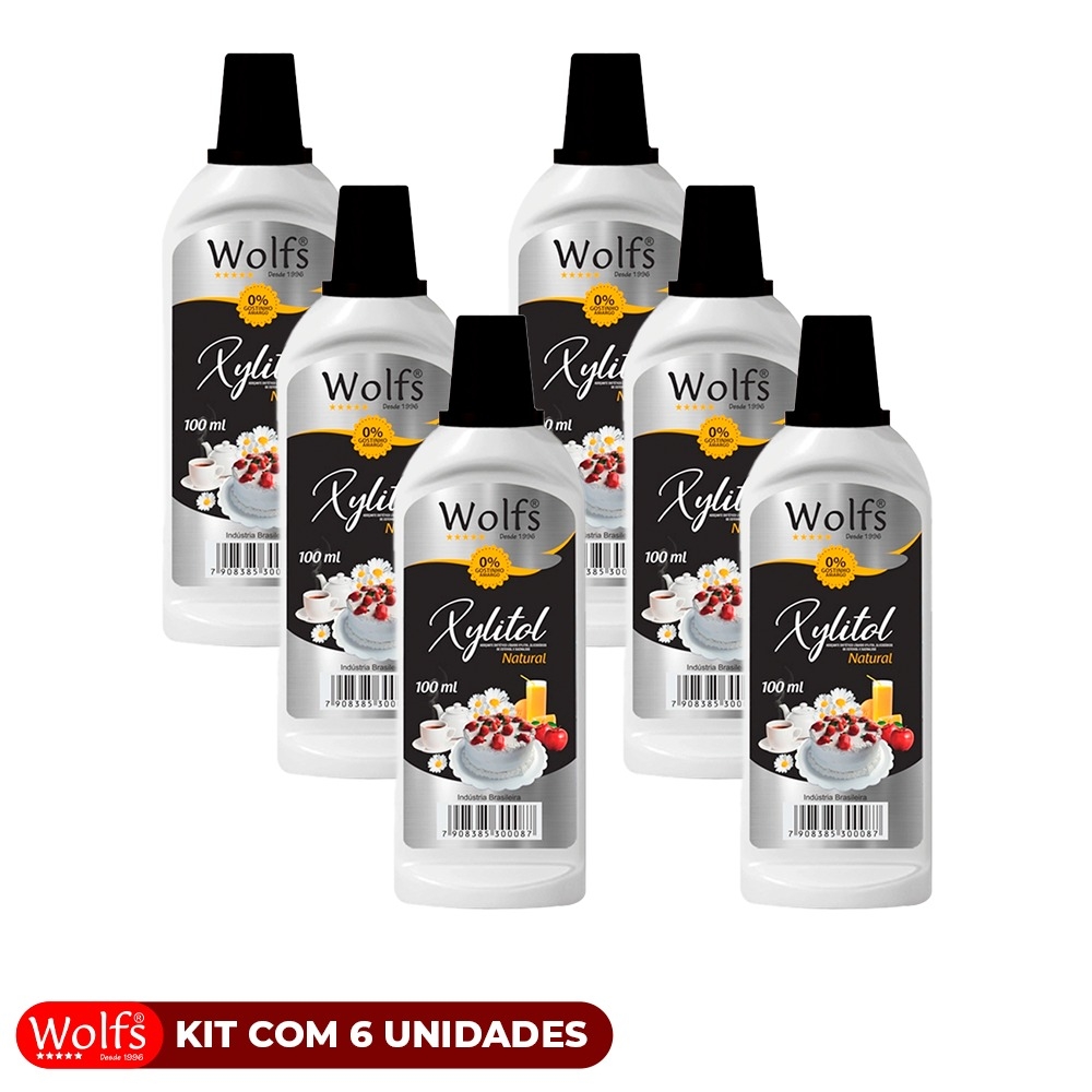KIT COM 6 UNIDADES DE ADOCANTES WOLFS XYLITOL 100ML