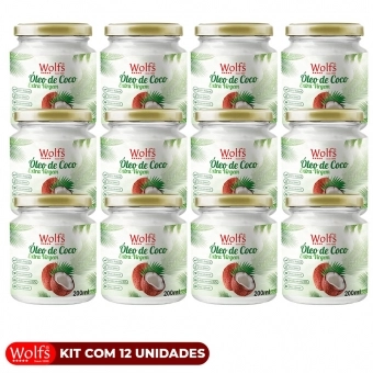 KIT COM 12 UNIDADES DE OLEO DE COCO EXTRA VIRGEM DE 200ML