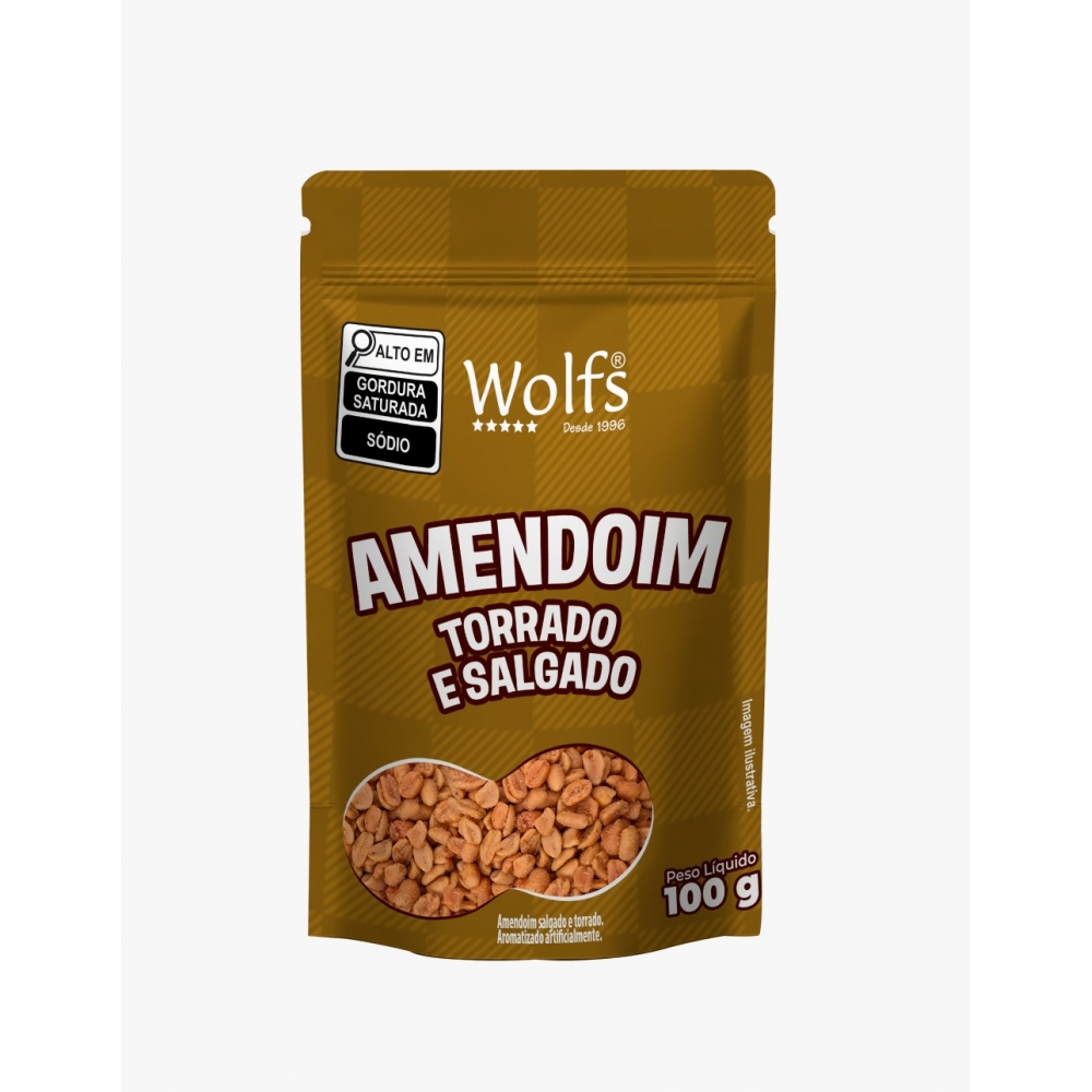 AMENDOIM SEM PELE TORRADO E SALGADO 100G