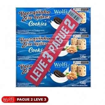 KIT PROMOCIONAL PAGUE 2 LEVE 3 DE PACOCA DE COOKIES ZERO ACUCAR WOLFS