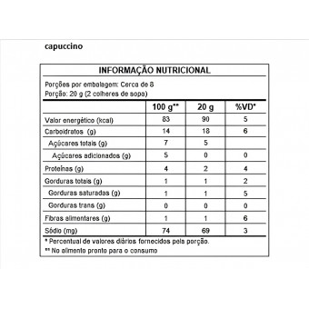 Cappuccino sem Adição de Açúcares 150g