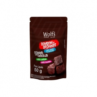 BOMBOM DE BROWNIER FIT CHOCOLATE WOLFS ZERO AÇUCAR 50g PAUCH